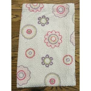 Little Miracles Flower Print Pink Sherpa Baby Blanket Plush Costco Purple Circle